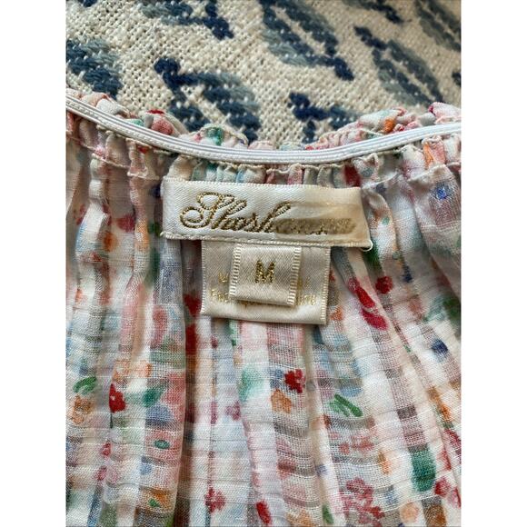 Shoshanna M Ditsty Floral Ruffle Sleeve Silk Top Blouse Cottage Peasant Top Tank - Picture 6 of 10